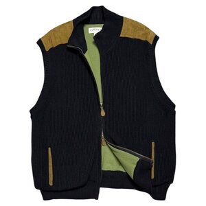 ORVIS Heavy Knit Navy Blue Outdoor Designer Winter Fall Spring Vest Mens XL